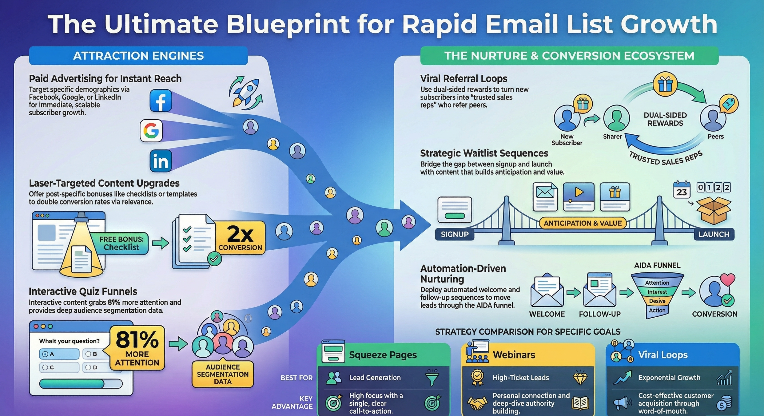 list building techniques using quizes and othe methods